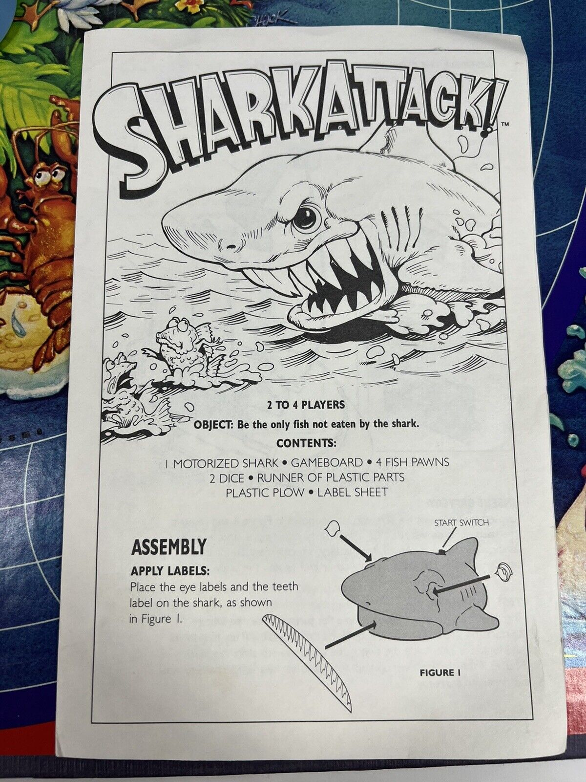 Milton Bradley 1988 Shark Attack Motorized Chase Board Game 100 Complete  for sale online