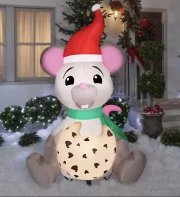 HOME ACCENTS HOLIDAY Home Accent 6.5' Animated Mouse Eating Cookie Airblown Lighted Yard Inflatable