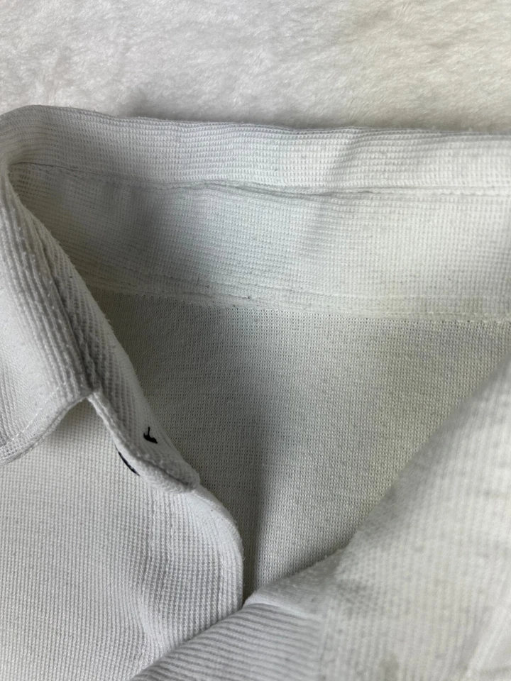 Camisa De Colección Reebok Tejida Blanca Mangas Cortas Abotonada Algodón Tejida Para Hombres M/L Foto 3 de 4
