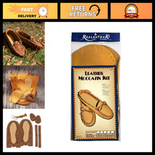 Moccasin Leathercraft Kit for Adults, 8-9 Size, Saddle Tan - DIY Crafting Suppli
