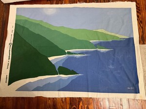 Vintage 1977 “Big Sur” Handprinted On Linen Brandon House Designs Of California