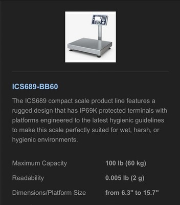 *NEW* Mettler Toledo ICS689-1 Combi Bench Scale ICS689g-BB60/c Weighing Terminal