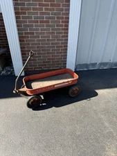 Vintage AMF Junior 10 X Metal Pull Childs Wagon 1960s 3 Of 4 Metal Hub Caps Rust