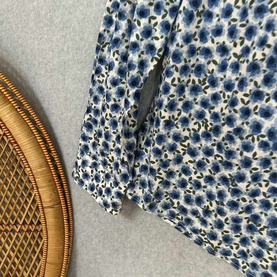 Sportscraft Cotton Shirt Button Up Size 12 M Blue Floral Flower Print  - image 2 of 4