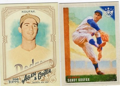 Sandy Koufax Lot of 2 2018 Topps Allen Ginter/2022 Panini Diamond Kings