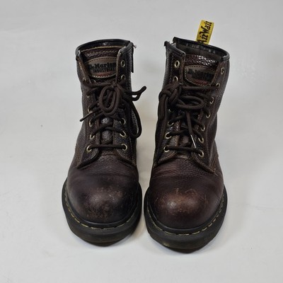 Dr. Martens AirWair Industrial Steel Toe Brown Boots Side Zip