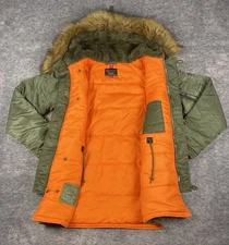 Alpha Industries N-3B Extreme Cold Weather Parka Mens S Green Fur Trim Military