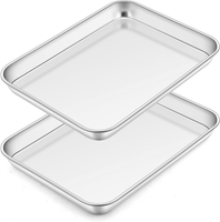 Backblech, 2 StüCk Edelstahl Mini Ofenblech Kuchenblech, Rechteckige Ofenschale