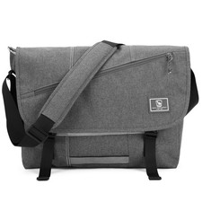 Grey 15.6 Inch Messenger Bag Crossbody Travel Satchel Laptop Shoulder Briefcase