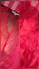 Vintage Victoria's Secret Robe Sheer Silk Gown M/L Red Long Peignor Set VS 2002