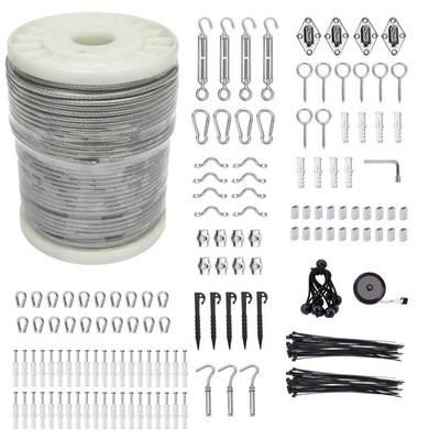 1/8'' Wire Cable Rope Kit ，Vinyl Coated 304 steel cable 200FT, 3mm 