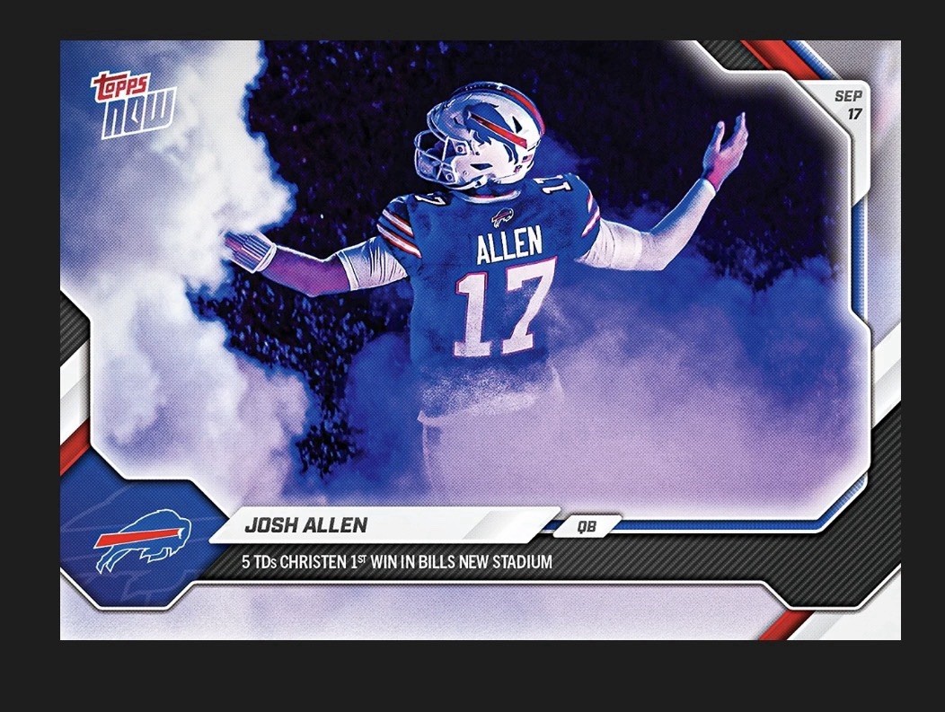 2026 ToppsNow Josh Allen 5 TD's New Stadium Bills Chance At 1/1 Auto presale view 3