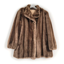 VINTAGE FAUX FUR COAT MINK TISSAVEL FRANCE PINUP OLD HOLLYWOOD GLAM LARGE XL