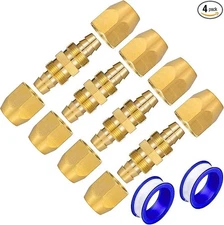 4PCS Soild Brass Air Reusable Hose Splicer for 1/4-Inch ID Hose,Hose Air Hose Re