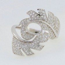 Sterling Silver Semi Mount Ring Setting Oval 8x6mm Cocktail Ring Accent Ring