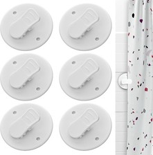 6 Pcs Shower Curtain Clips Self Adhesive Splash for White