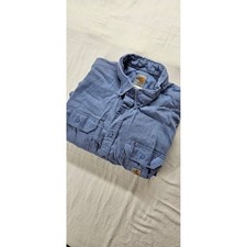 Carhartt FR Flame Resistant Work Shirt Mens XL Blue Long Sleeve Button Down