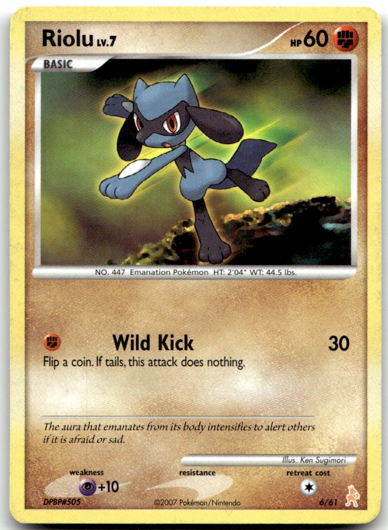 Riolu 6/12 Common DP Trainer Kit: Manaphy & Lucario Pokemon Moderately Played