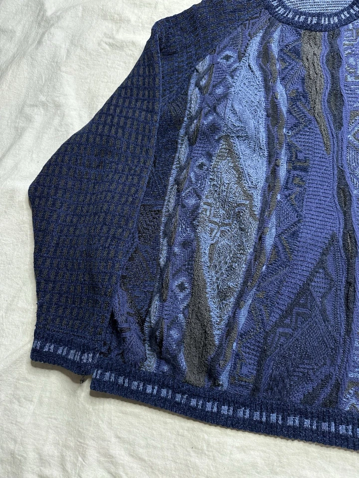 Coogi Australia Haute Couture Men’s Size Large Navy Knit Sweater Vapor Biggie - Image 4 of 4