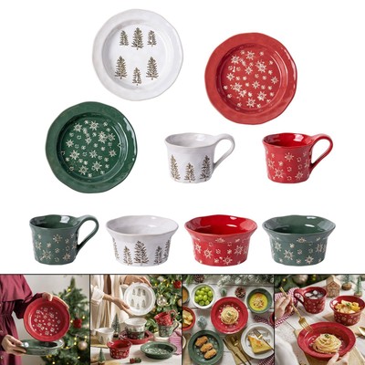 1PC Weihnachtsgeschirr Einfache Sammlung Rundes Weihnachtsgeschirr