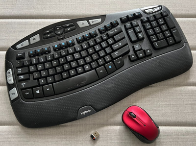 Logitech K350 Ergonomic Keyboard & Mouse M325 w/Receiver &New Batteries -TESTED
