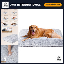 Extra Large Fluffy Dog Crate Bed - Plush Pillow for Comfort, Grey Color