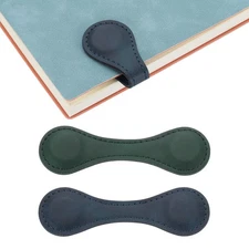 2Pcs Magnetic Bookmarks, Leather Book Marks Page Markers Clips, Green & Blue