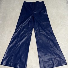 Alice + Olivia Classics Blue Faux Leather Wide Leg Pants Women’s Size 6