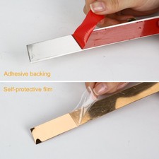 5M Stainless Steel Flat Decor Lines Wall Sticker Edge Strip Self-Adhesive DIY UK
