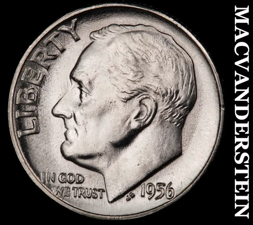 1956 Roosevelt Dime- Silver- Choice Gem Brilliant Uncirculated Luster #J2112