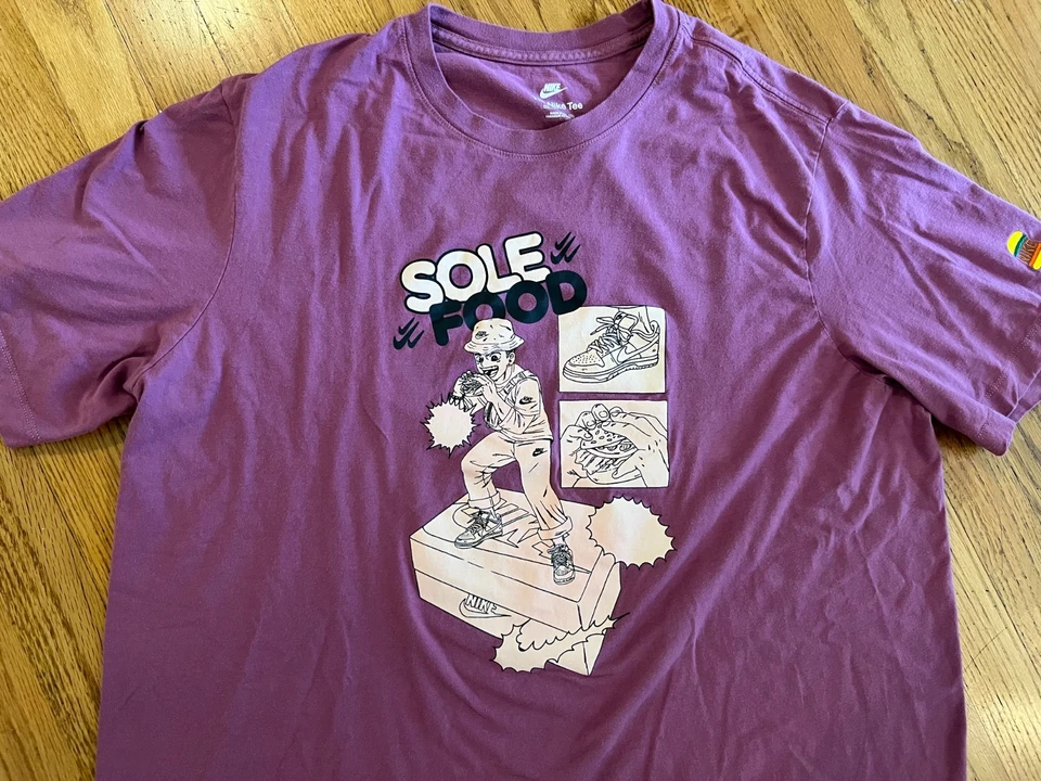 Camiseta Nike Suela Comida Púrpura Camisa Talla Para Hombre XXL Anime Hamburguesa Bordado Foto 2 de 4