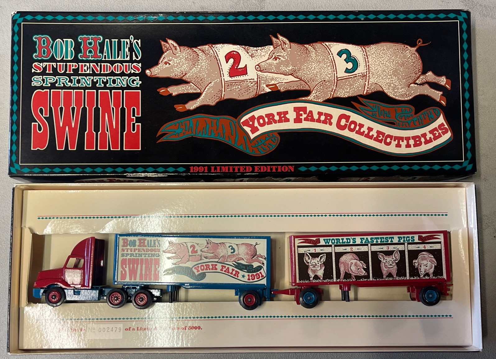 1991 York Fair Winross Truck Bob Hales Sprinting Swine Collectible with Box