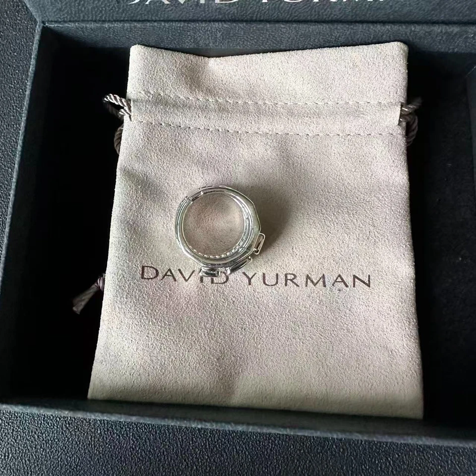 Anillo David Yurman Plata Esterlina Stax Cinco Filas Diamantes Azul Hampton Talla 9 Foto 4 de 4