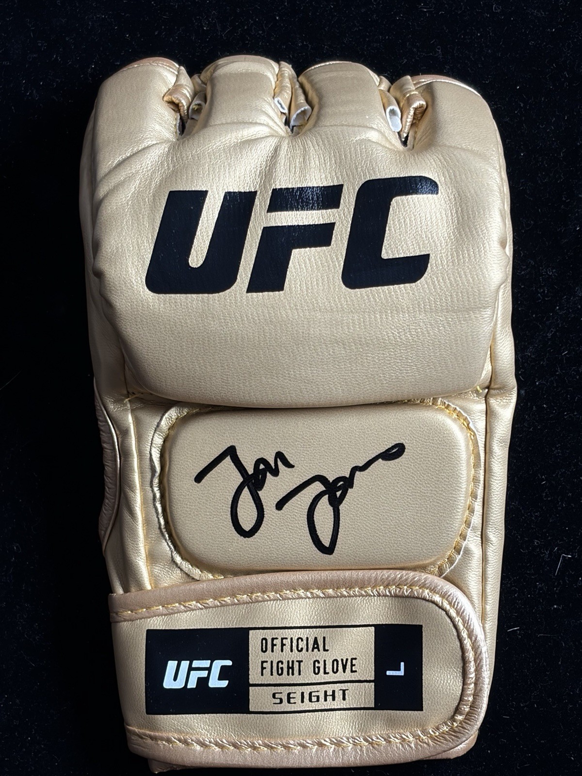 Jon Bones Jones Autographed Signed JON BONES JONES Gold UFC MMA Fighting Glove BAS COA 