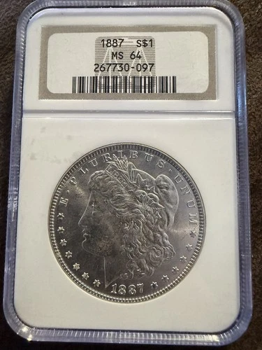 1887 Morgan Silver Dollar $1 NGC MS64 -