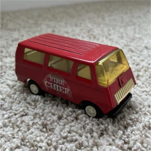 Tonka Fire Chief Red Yellow Diecast Van Vintage Toy Vehicle Metal Plastic