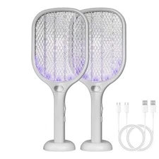 Electric Fly Swatter Rechargeable, Electric Bug Zapper Racket with Light, Mos...