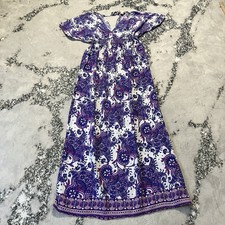 Michael Kors Dress Womens Size Medium Purple Paisley V Neck Maxi Vacation Casual