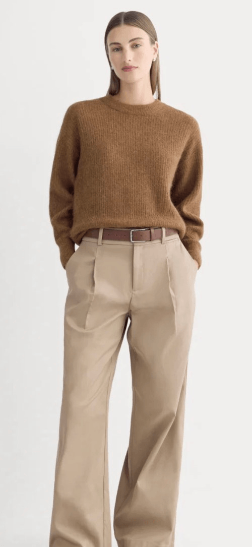 Everlane Cocoon Crew Sweater Alpaca, Wool Toffee Brown Size XS Knit Pullover