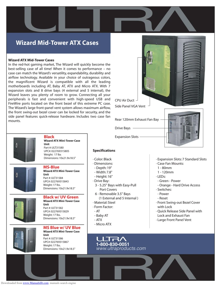 Vintage Ultra Wizard ATX Mid Tower PC Case Steel Jet Black *BRAND NEW!* RARE! - Image 2 of 4