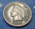 1907==Indian Head Penny==Showing a Full Liberty---Nioe Coin