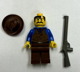 LEGO Cowboy vest blue shirt Western minifigure 6765 Gold City Junction