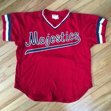VTG 80s Wilson Baseball Jersey Majestics 31 Red Mesh L USA Nylon