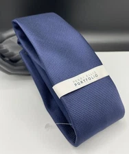 PERRY ELLIS Portfolio Men's 100% Polyester Tie ~ Navy Blue ~ Micro Texture