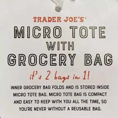 2 x TRADER JOE'S Red & Black Micro Tote Shopping Mini Grocery Bags - Picture 5 of 5