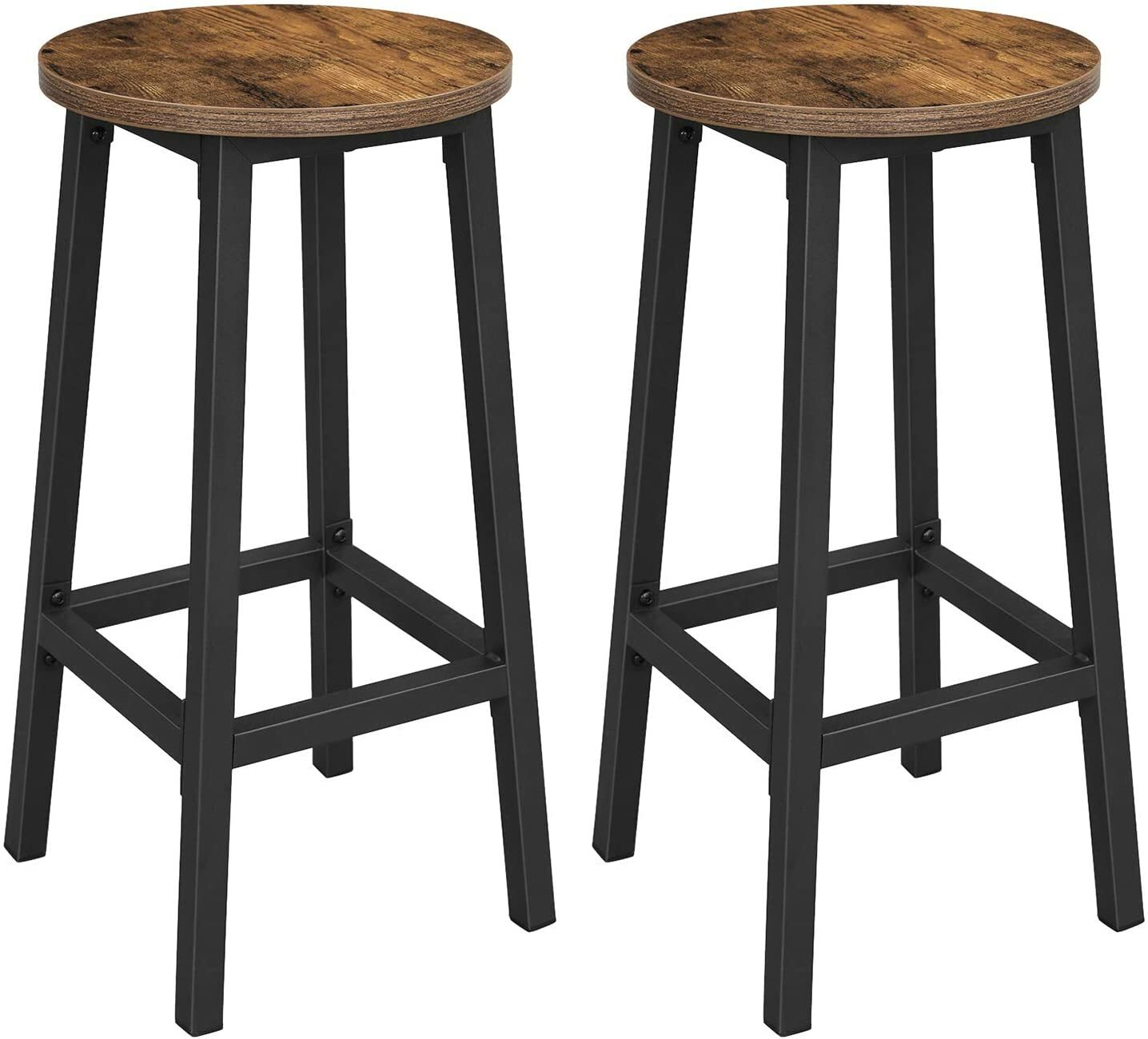 Fauteuil rustique industriel lot de 2 tabourets de bar en métal et bois premium