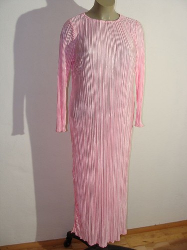 Süßes Satin Glanz Kleid in Rosa mit tollen Plissee Falten Größe 48 / 2XL - Bild 2 von 6
