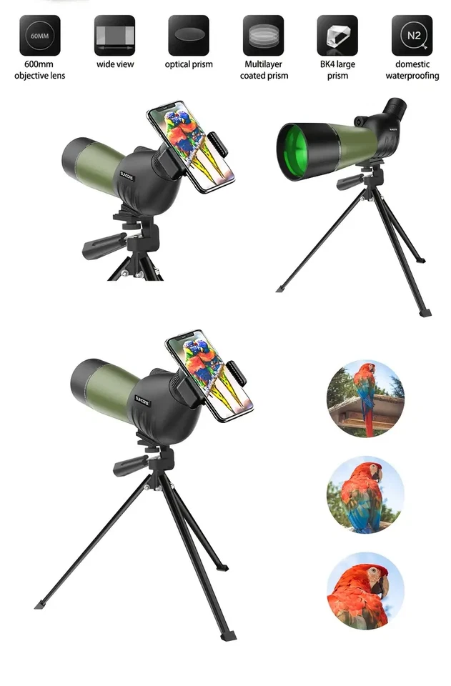 Spektiv mit Tischstativ 25-75x Fernglas Fernrohr für Vogelbeobachtung 60mm DE - Bild 4 von 4