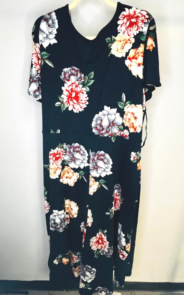 Fortune + Ivy Irene Faux Wrap Brushed Knit Maxi Dress Navy 3X