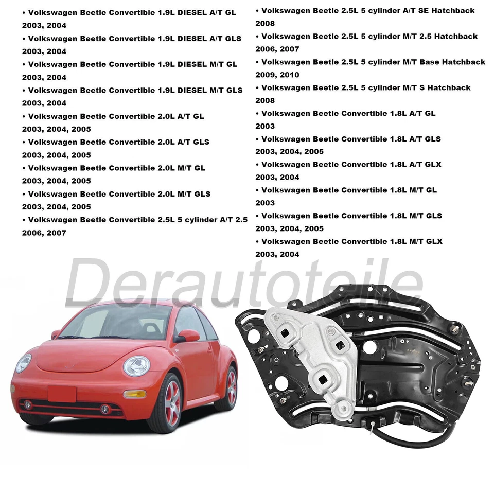 Regulador de ventana elevador trasero derecho convertible VW Beetle 03-10 1Y0847276C Foto 3 de 4